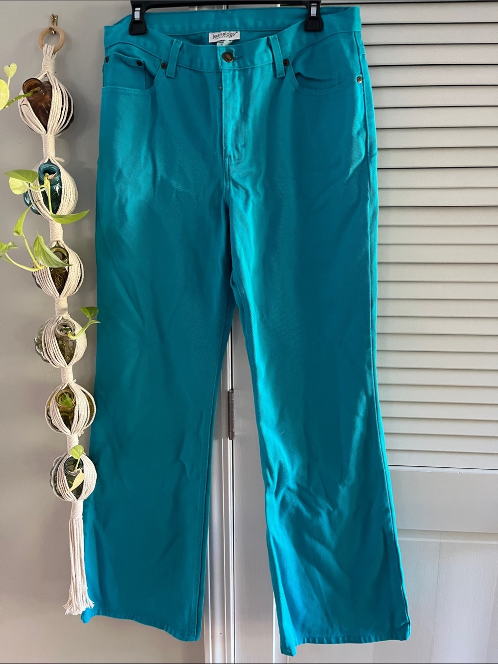 Teal Wide-Leg Jeans